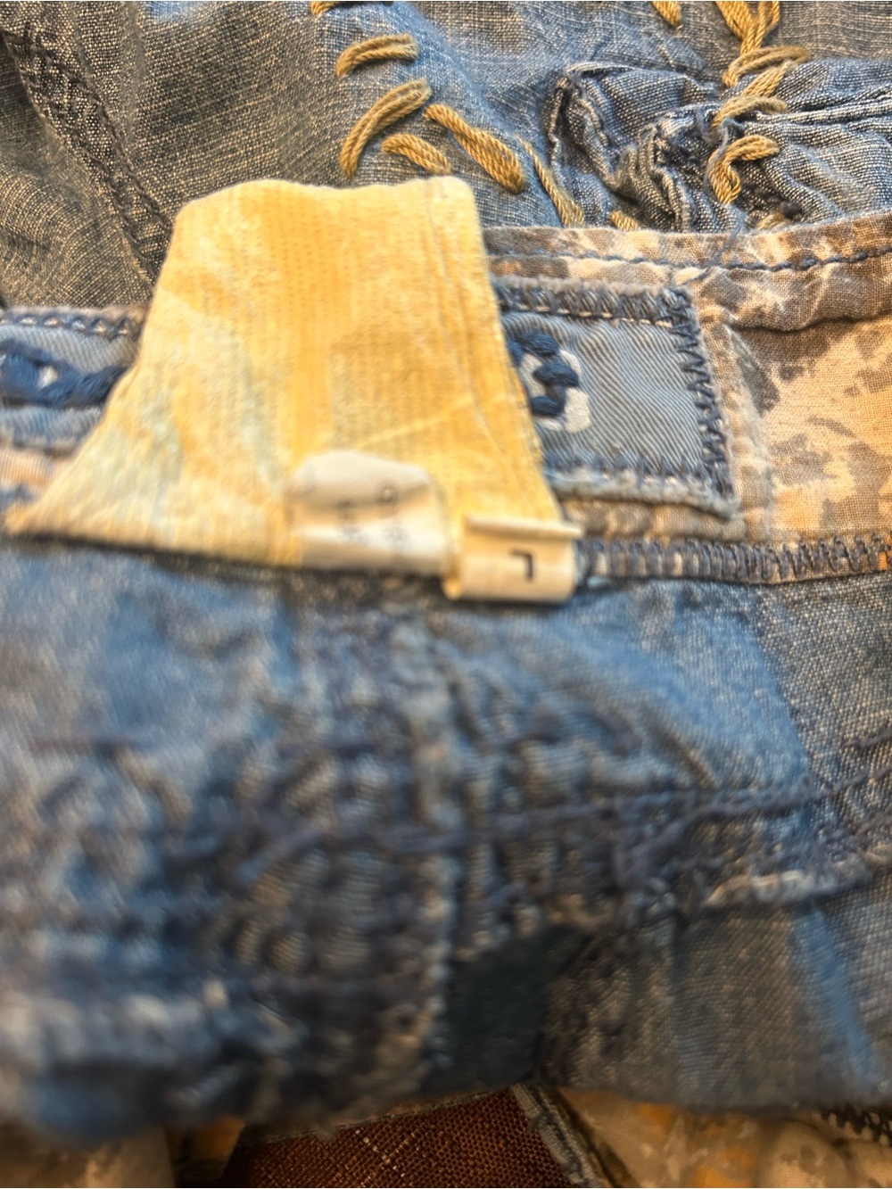 Y2K Da-Hang Chambray Denim Shorts Embroidered Laced Blue Large - Picture 10 of 10